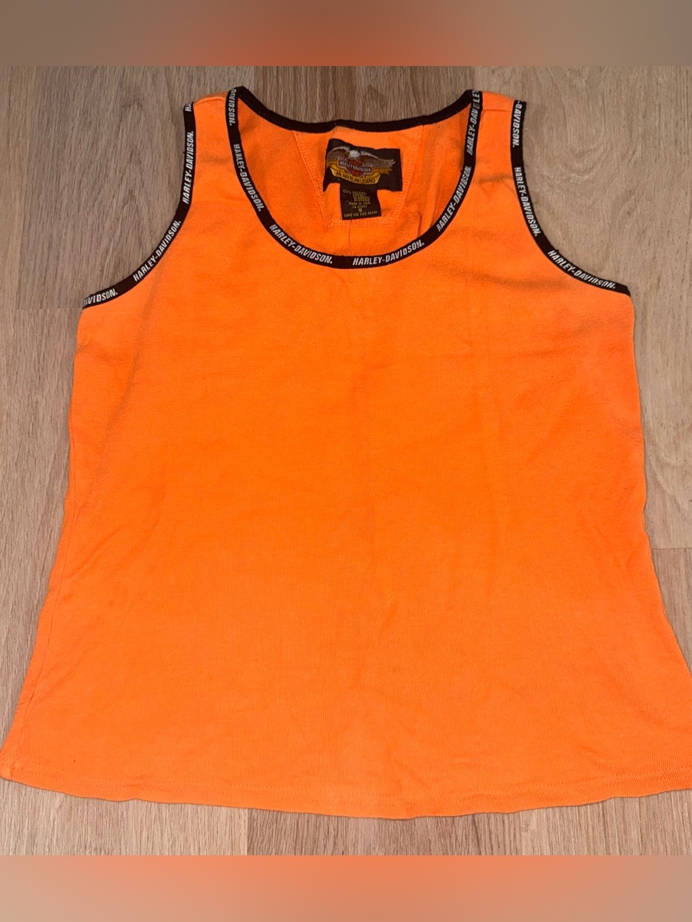 Harley Davidson Women’s Orange & Black Tank Top - Size Small